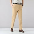thumbnail image 4 of Dagegui Mens Dress Pants Solid Color Straight Leg Everyday Work Pants with Pockets No Belt Khaki 37, 4 of 8