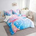 thumbnail image 3 of Castle Fairy Girls Ocean Mermaid Bedding Comforter Set 7pcs,Marine Dreamy Princess Queen Bedding Sets Super Cozy,Sea Starfish Queen Sheet Sets,Lightweight Room Decor,Reversible, 3 of 8