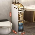 thumbnail image 2 of 3-Tiers Narrow Bathroom Floor Storage Cabinet 7.1″ Plastic Drawers Organizer with Tissue Box and Wheels Slim Waterproof Bathroom Cabinet for Small Kitchen Laundry Living Room Toilet Gap, 2 of 7