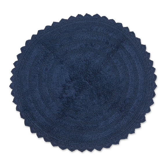 DII French Blue Round Crochet Bath Mat