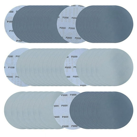 50 Pcs 6in Wet Dry Sandpapers Hook and Loop, 1000/1500/2000/3000/5000 Grit Sanding Discs Carbide Silicon Sanding Paper