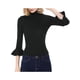 thumbnail image 1 of Suéter de punto delgado con cuello de tortuga y mangas acampanadas 3/4 para mujer Inspire Chic 2XL negro, 1 of 7