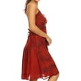 thumbnail image 3 of Sakkas Lacey Stonewashed Embroidered Silver Threaded Spaghetti Strap Dress - Red - L/XL, 3 of 4