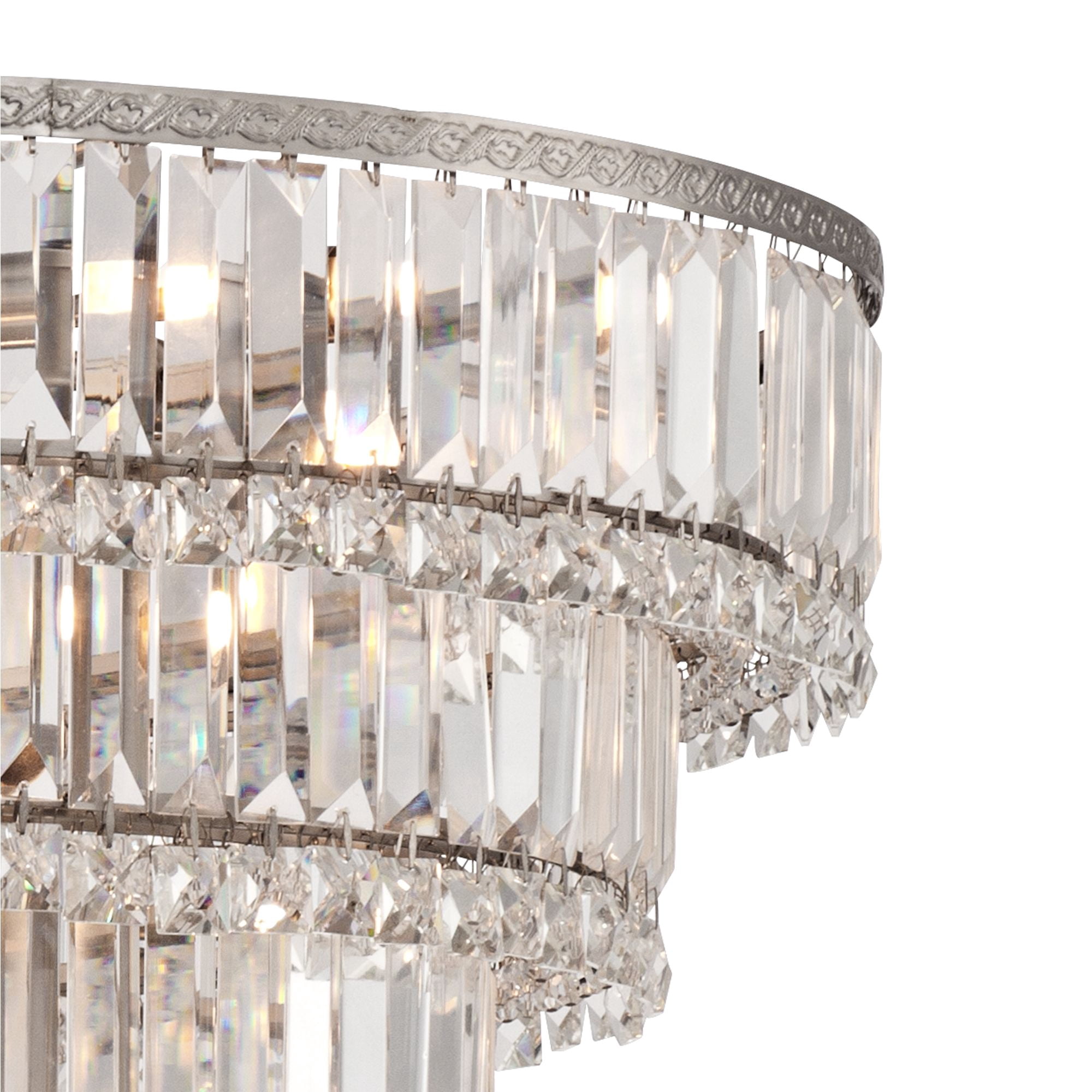 Vienna Full Spectrum Magnificence Satin Nickel Chandelier 24 1/2" Wide Modern Faceted Crystal Glass 15-Light LED Fixture for Dining Room House Kitchen