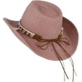 thumbnail image 6 of Dalrosia Straw Cowboy Hat for Women Men Girls Roll up Wide Brim Western Cowgirl Summer Beach Sun Hats, 6 of 6