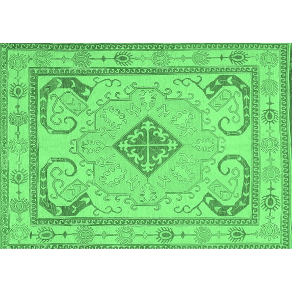 Ahgly Company Indoor Rectangle Persian Emerald Green Traditional Area Rugs, 7' x 10'