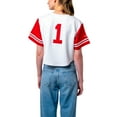 thumbnail image 2 of Women's Established & Co. White Alabama Crimson Tide Baseball Jersey Cropped T-Shirt, 2 of 2