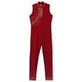 thumbnail image 4 of LiiYii Little Girls Sleeveless Full Body Jumpsuit One Piece Tank Unitard Gymnastics Leotard Shiny Romper Burgundy 12, 4 of 6