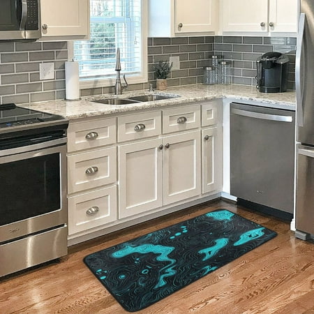 

Long Floor Mat 39x20Inch Kitchen Mat Bathroom Mat Living Room Mat Bedroom Mat Absorbent Delicate Fabric No Ball Do Not Fade Blue River Seamless