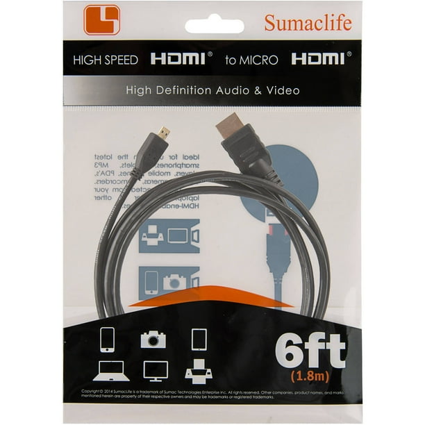 High Speed HDMI to Micro HDMI 6 Feet Long Cable