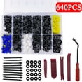 thumbnail image 1 of Clips De Remache Universales Para Coche Surtido De Hebilla De Panel De Puerta Kit De Cierre A Presión Con Herramientas De Extracción Bridas Para Cables 640 Uds. Advancent VI006206-00, 1 of 6