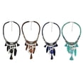 thumbnail image 1 of pitrice Vintage Bijoux Turquoise Pompons Choker Bohème Déclaration Collier Noir, 1 of 9