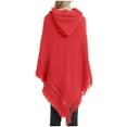 thumbnail image 3 of Summer Clearance Sale! TMOYZQ Hooded Shawls Cape For Women, Crochet Knitted Fringe Hem Pullover Sweater Swimsuit Coverup Beach Cover Ups for Swimwear Bathing Suit Cover Ups, 3 of 5