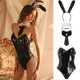 thumbnail image 2 of Lencería erótica de moda para mujer, medias de red, tirantes sexis huecos, mono de chica conejito, traje de tocado Fridja nalpqowj42612, 2 of 9