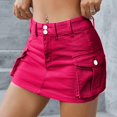 thumbnail image 2 of Mohiass Low Waist Cargo Skirt Women Button Mini Cargo Denim Skirt with Pocket Mini Skirt Hot Pink L, 2 of 5
