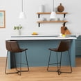 thumbnail image 2 of Alpine Furniture 1968-43 Live Edge Bonded Leather Pub Chairs, Dark Brown - Set of 2, 2 of 5
