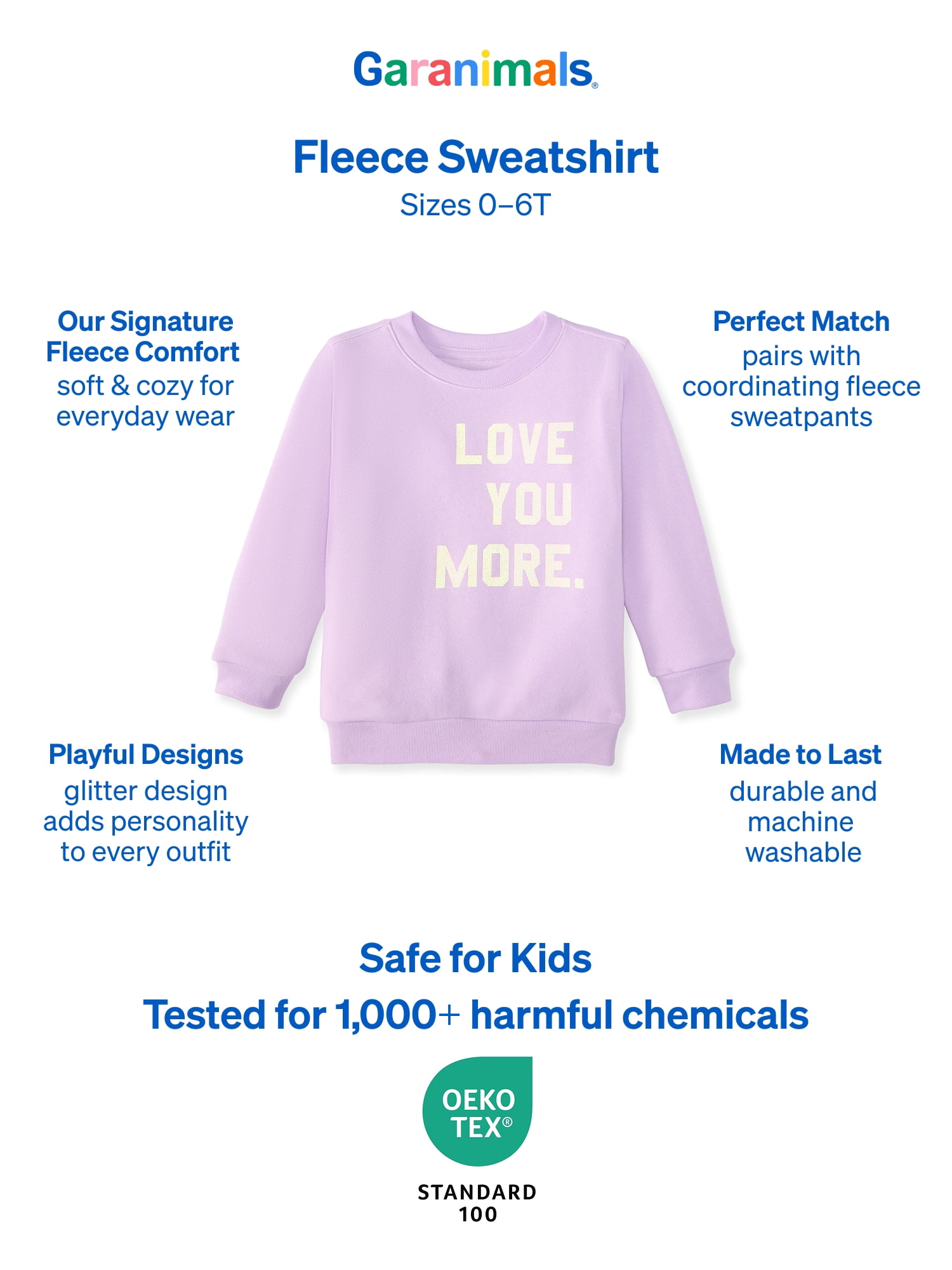 Garanimals Baby & Toddler Girl Fleece Crewneck Sweatshirt, Sizes 0-6T