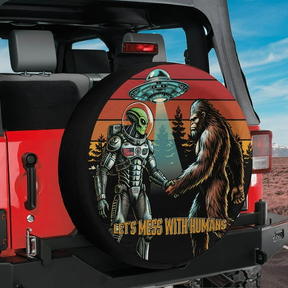 Lotusprinthandmade 3D Funny Bigfoot Spare Tire Cover Without Backup Camera Hole 6 Sizes (27 in.)