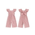 thumbnail image 3 of Aojekbee Little Girl Summer Romper Casual Floral Print Ruffle Jumpsuit Pants for Newborn Toddler Cute Clothes, 3 of 10