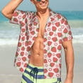 thumbnail image 5 of Lsque Strawberry Flower pattern Hawaiian Shirt for Men, Unisex Summer Beach Casual Short Sleeve Button Down Shirts-Small, 5 of 9