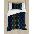 thumbnail image 1 of Dog Lover Twin Size Duvet Cover Set, Paw Print Pattern with Diamond Shaped Rhombus Shapes Design Geometric Arrangement, Decorative 2 Piece Bedding Set with 1 Pillow Sham, Multicolor, by Ambesonne, 1 of 3