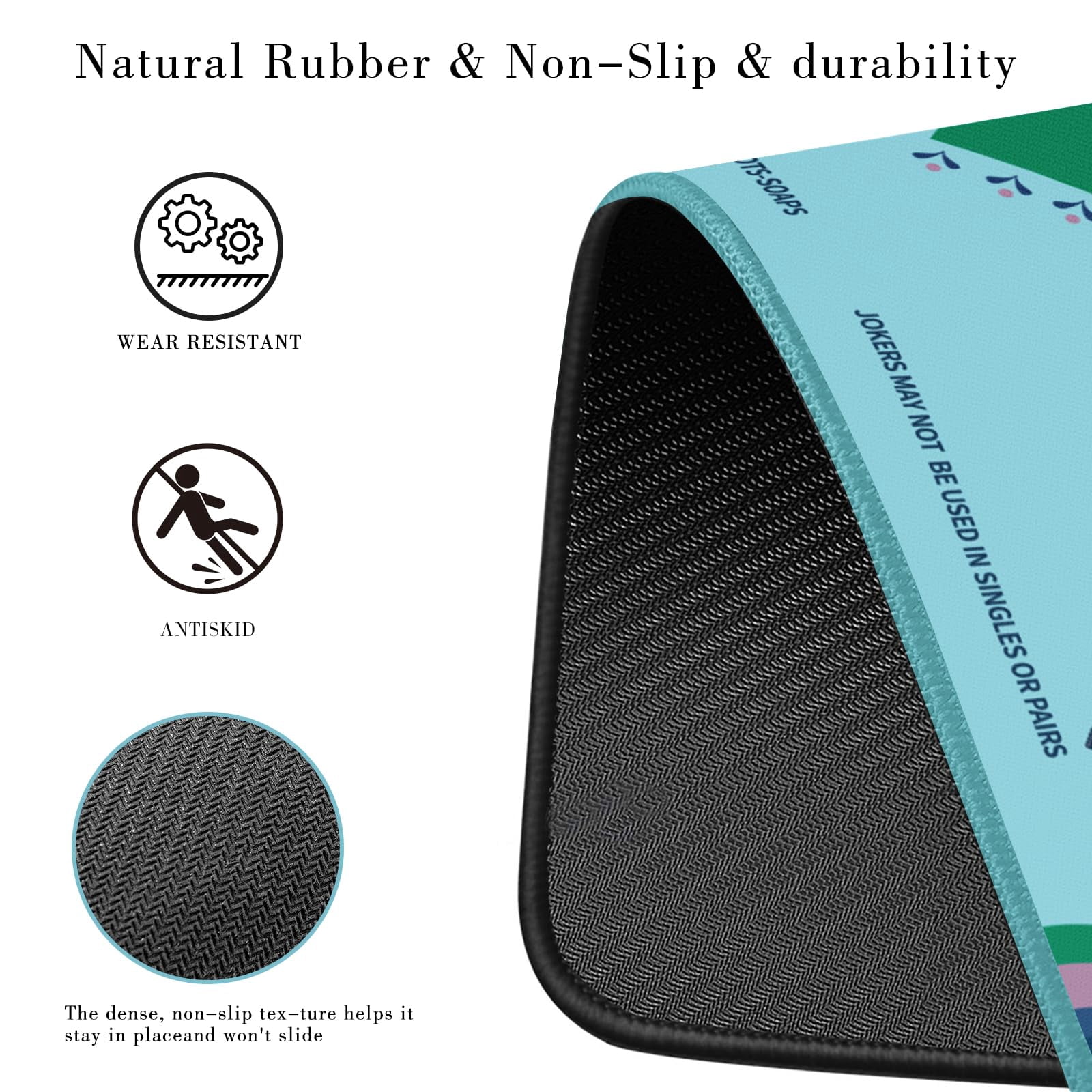 Mahjong Mat, Non-Slip Table Mat for American Mahjong, Turquoise Butterfly Lotus Pattern, 1 Pack