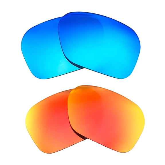 Walleva Fire Red   Ice Blue Polarized Replacement Lenses For Oakley Portal X Sunglasses