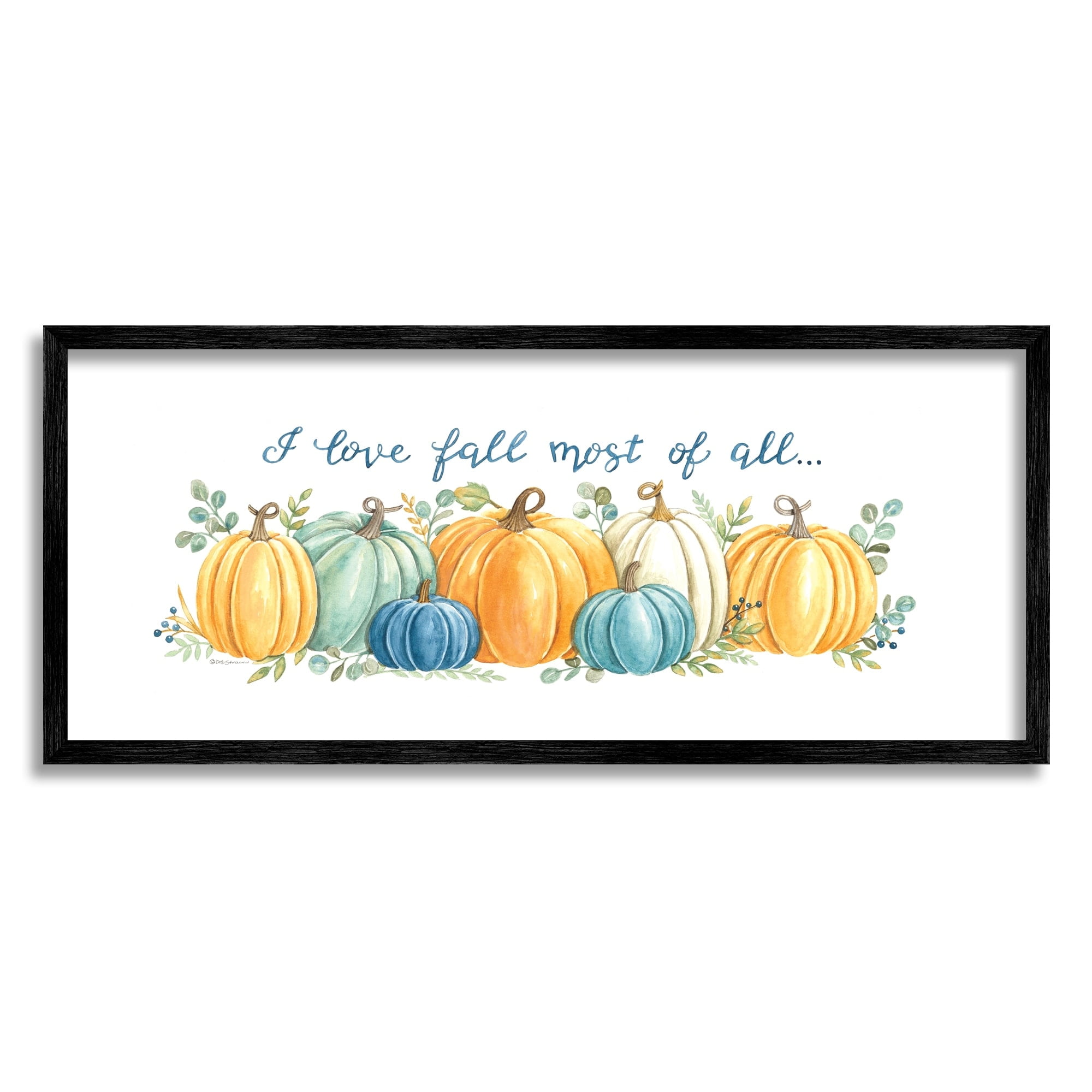 Love Fall Most Of All Assorted Harvest Pumpkins Botanical & Floral Graphic Art Framed Art Print Wall Art