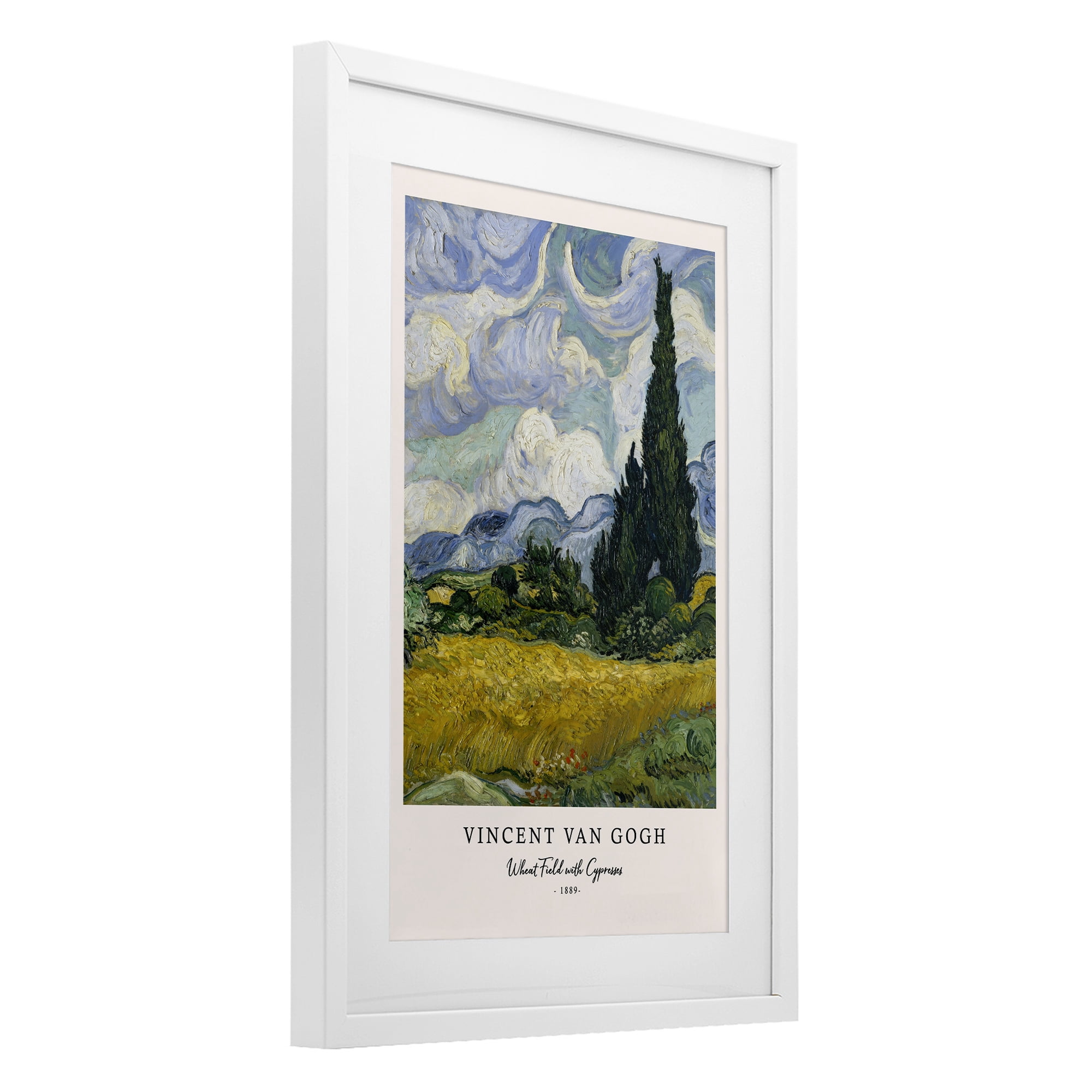 Stupell Industries Classic Wheat Fields with Cypresses White Framed Print Under Glass, design by Vintage Hustle