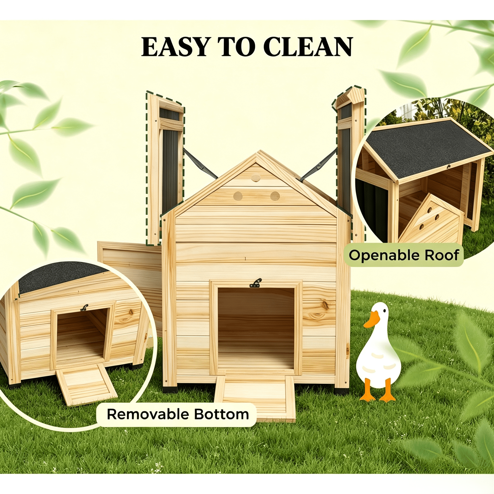 Pet Coop, Wooden House with Openable Roof