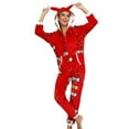 thumbnail image 1 of goowrom Women Christmas Pajamas, Printed Pattern Hooded Jumpsuit, 1 of 9