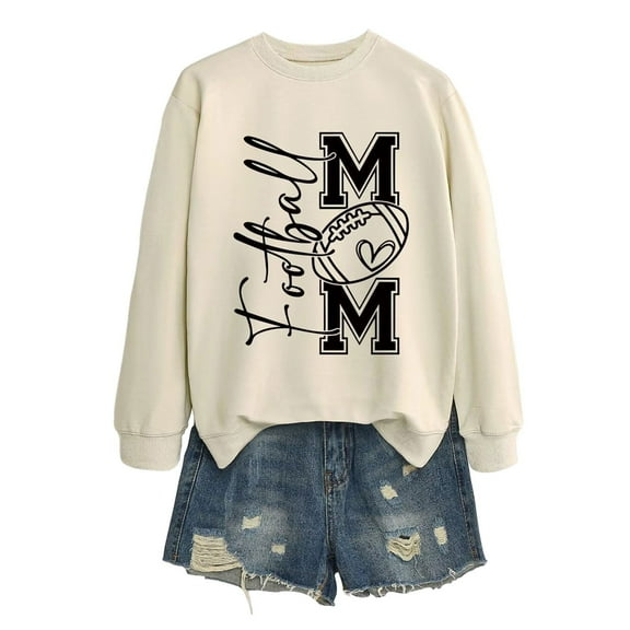 Women's Casual Football Mom Sweatshirt, Long Sleeve Pullover Top, Cozy Fall Winter Fashion