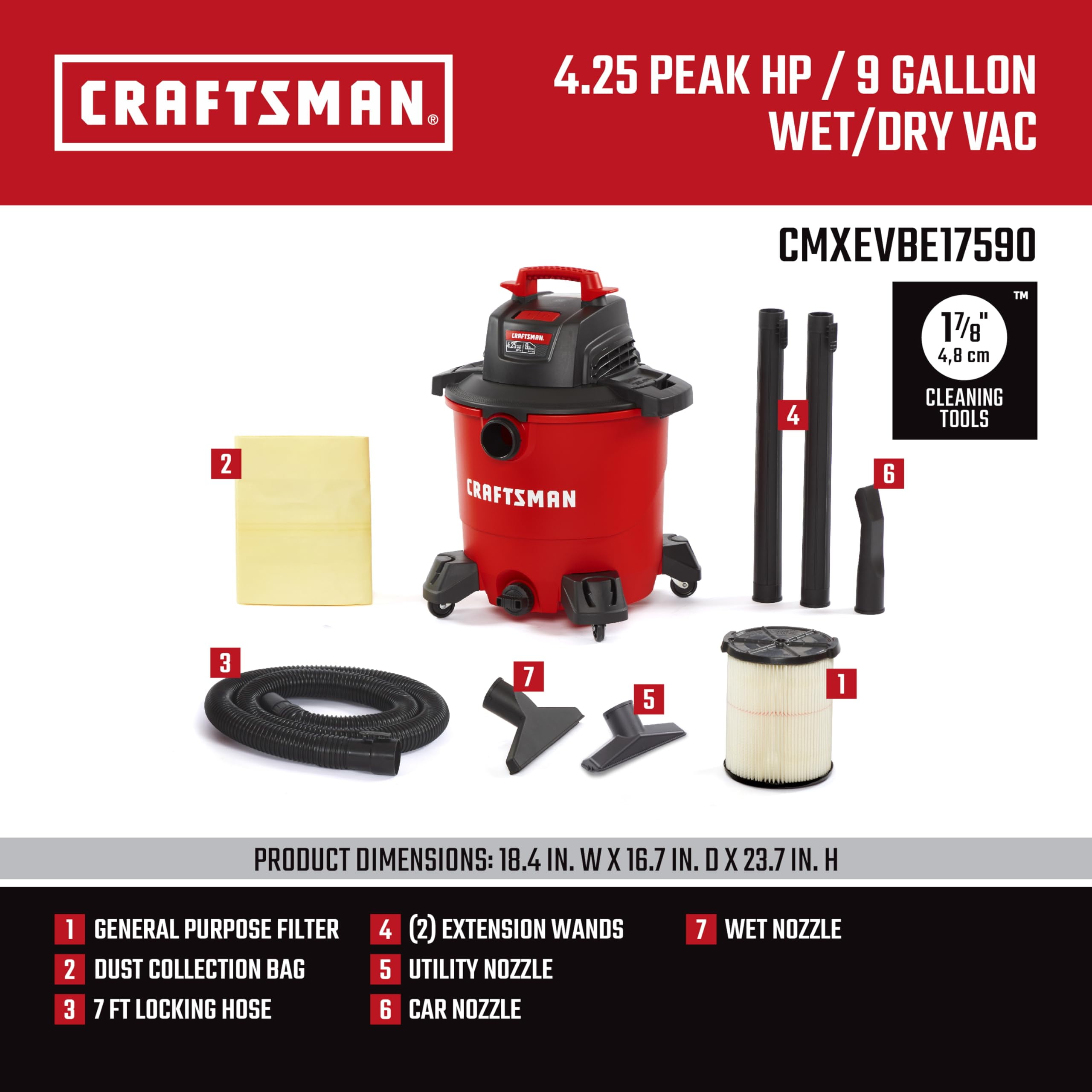 CM WET/DRY VACUUM 9GAL
