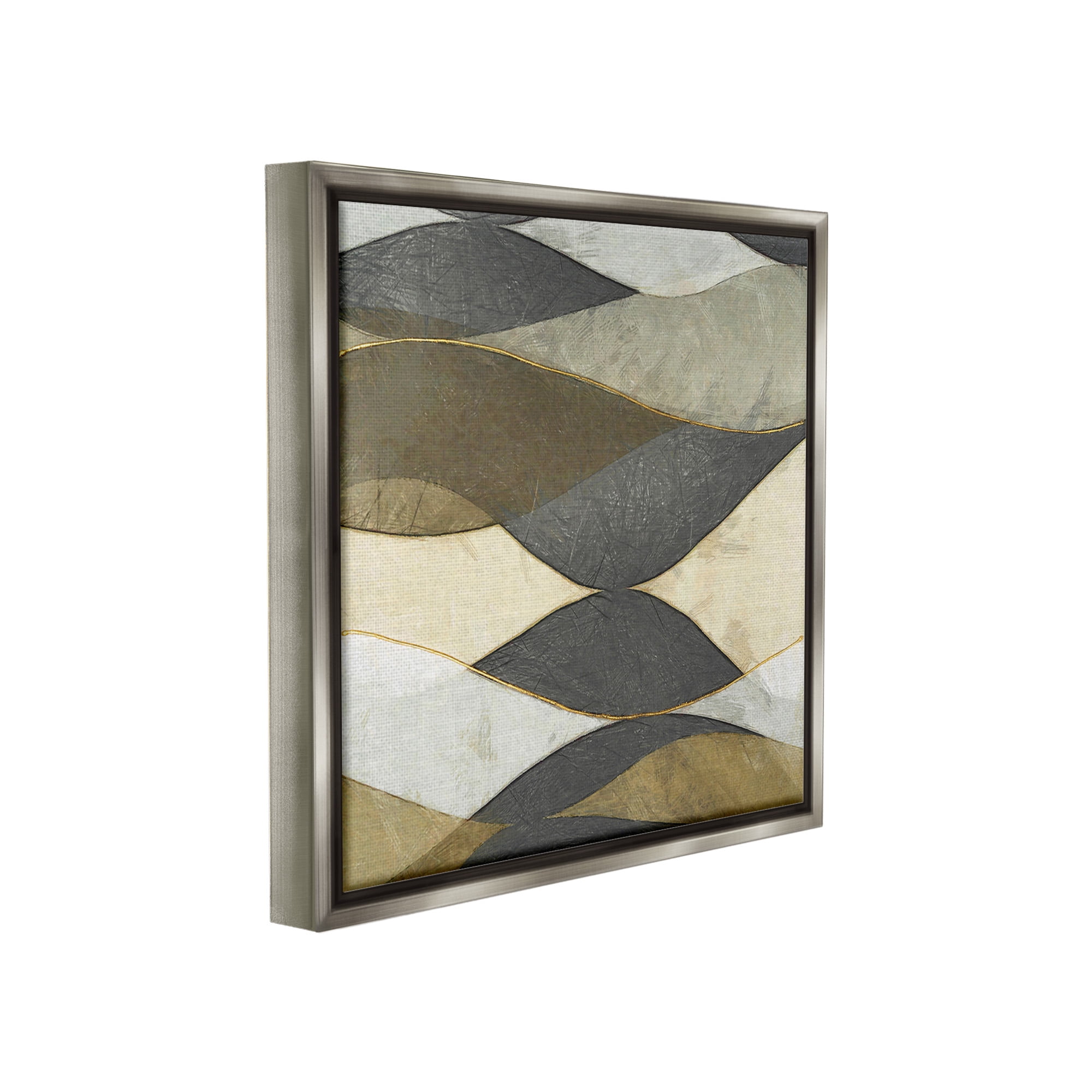 Stupell Industries Geometric Desert Landscape Abstract Painting Gray Floater Framed Canvas Art Print Wall Art, 25 x 25