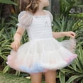 thumbnail image 2 of Mercatoo Toddler Baby Girls Dress Gradient Puffy Dress Square Neck Bubble Sleeve Dress Summer Casual P𝐚rty Clothes, 2 of 8