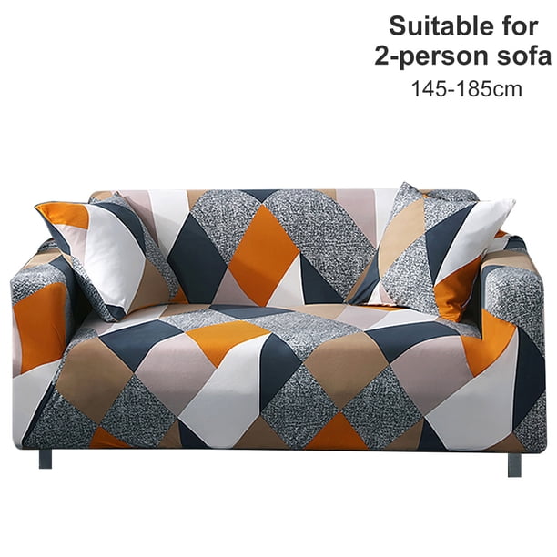 sweethay Funda de cojín de sofá universal Funda de sofá elástica impresa con todo incluido Cubo de muebles para 2 personas Decoración del hogar Tipo 1 145-185cm sweethay HA001205-02