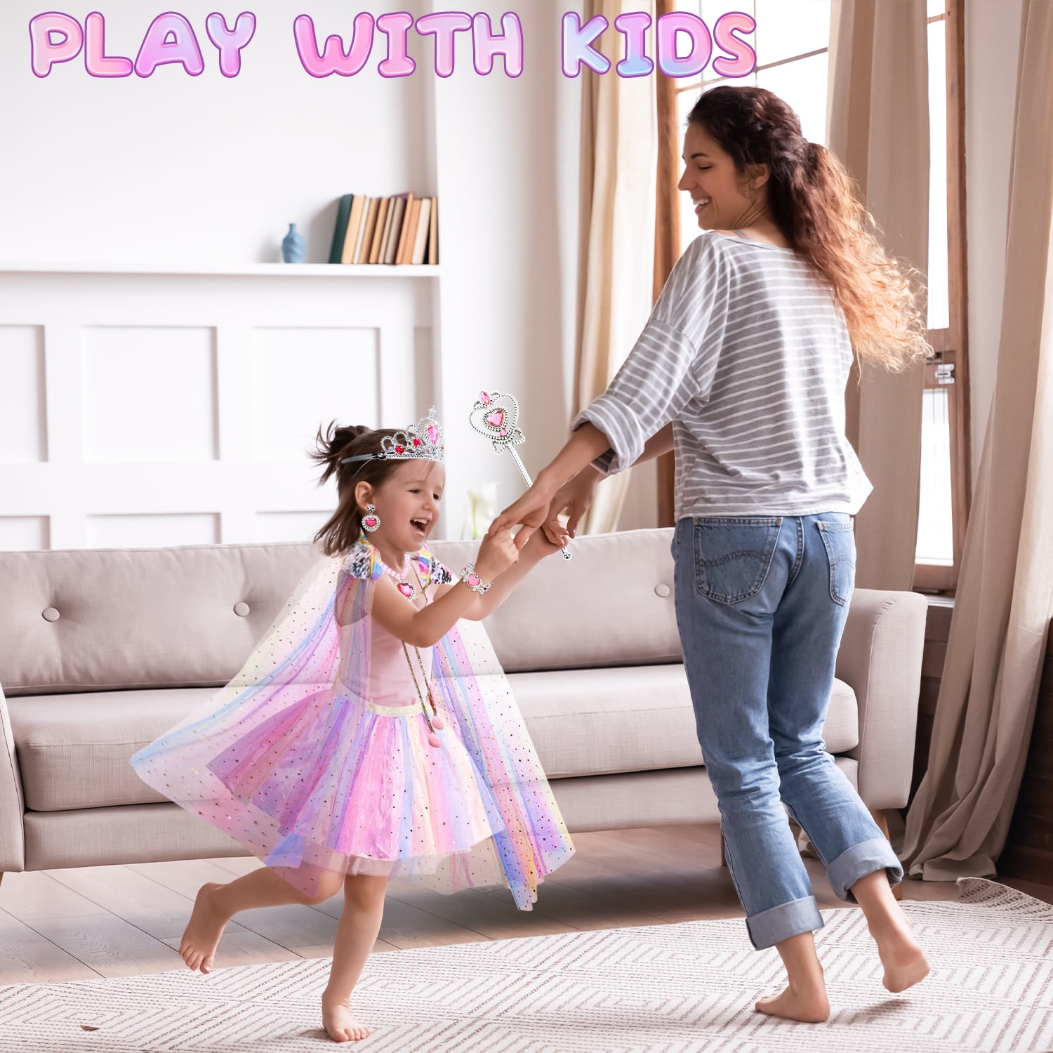 JoyStone 11 Pieces Princess Dress Up Toys for Toddler Girls 3-6 Years, Pink