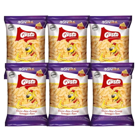 (6 pack) Gusto Cheese Puffs Snack from IGNIRA Baked Cheese Puff Treats Healthy Cheese Flavored Snacks for Kids & Parties Mini Cheese Puffs in Snack Bags (2.8oz/bag)