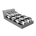 thumbnail image 2 of Ambesonne Geometric Fitted Sheet & Pillow Sham Set, Black and White Rhombus, Twinxl, Grey Pale Grey and Black, 2 of 2