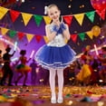 thumbnail image 2 of Girls Dance Sparkly Dance Puff Sleeve Tutu Dress Outfit Set Girls Sequin Outfit Dance Performance Outerwear 9-10 Years, 2 of 3