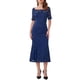 thumbnail image 2 of INSPIRE CHIC Vestido de cóctel para mujer con encaje, dobladillo de cola de pez, manga corta, ajustado, midi, azul oscuro, XL, 2 of 6