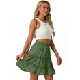 thumbnail image 6 of Women's Bohemian Skirt with Built-in Shorts, Tiered Ruffle Flowy Mini Skirt, Casual Beach Skirt for Vacation, Summer and Festival,Green,L, 6 of 6