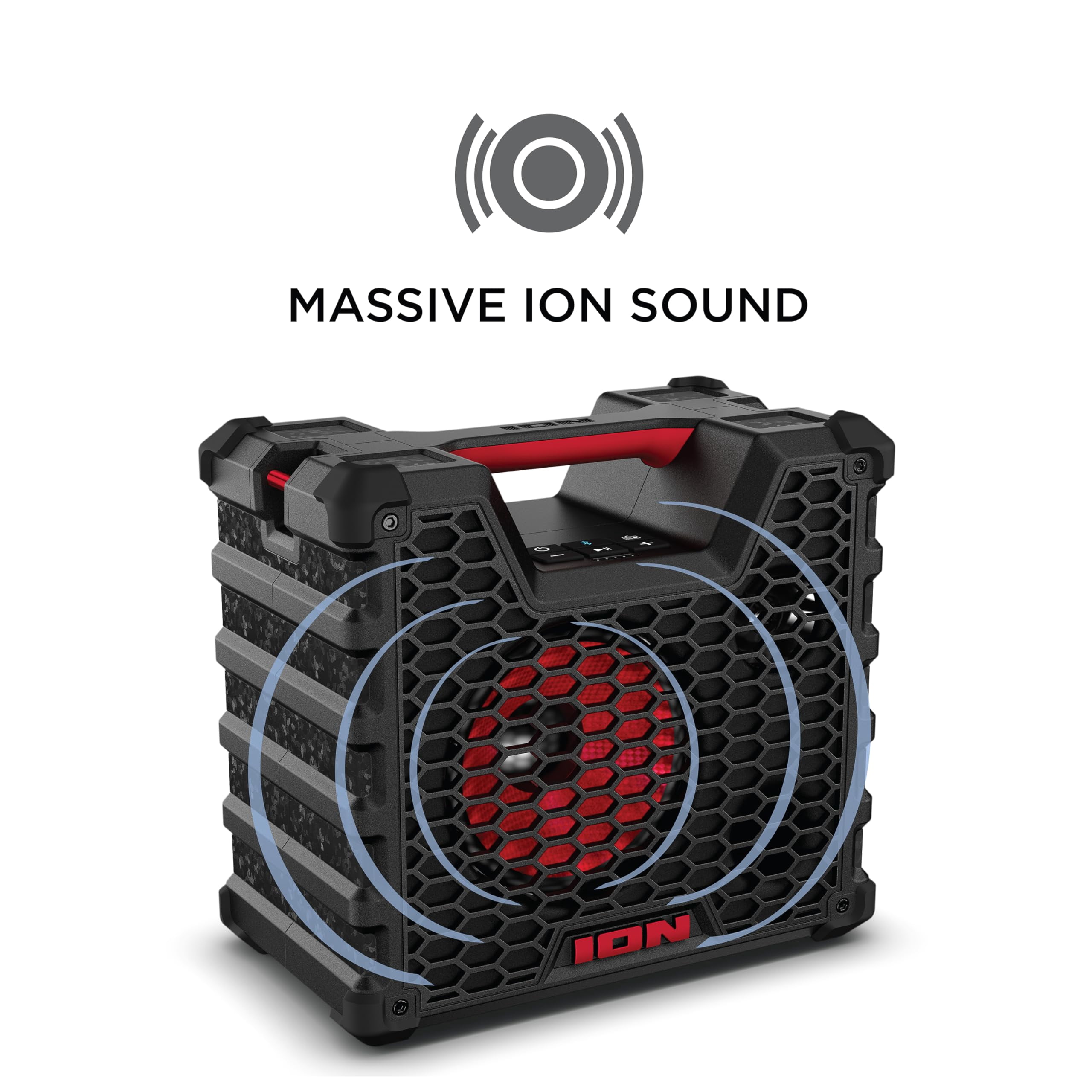 Ion Audio Tailgater Tough - Rugged Portable All-Weather Wireless Bluetooth Speaker, IPX5 Water-Resistant, Outdoor Weather-Resistant Speaker, 65W