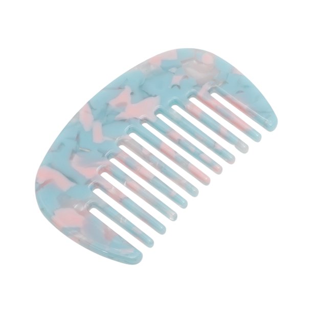 Peine de Cabello de Dientes Anchos Antiestático de Tamaño de Bolsillo para Desenredar Cabello Rizado Grueso Azul en Polvo