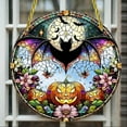thumbnail image 6 of 7.8 inch Acrylic Witch Window Decoration, Round Hanging Ornament for Door, Outdoor and Yard Decor, Mystical Moonlit Witch Decorative Hanging Ornament, Gothic Halloween Decor(Black-Bat), 6 of 6