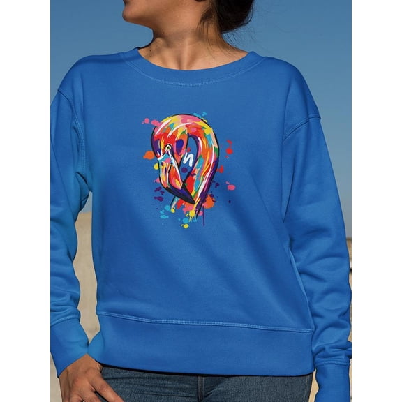 Pop Art Flamingo Head Sweatshirt Women's -Image by Shutterstock
