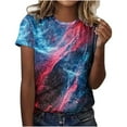 thumbnail image 2 of UPPADA T-Shirts d'Été pour Femmes à Imprimé Graphique, Col Ras du Cou, Décontractés, Manches Courtes, Coupe Ample, Chandails à Enfiler, Mode, Vacances, Plage, Blouses Multicolores, TG, 2 of 4
