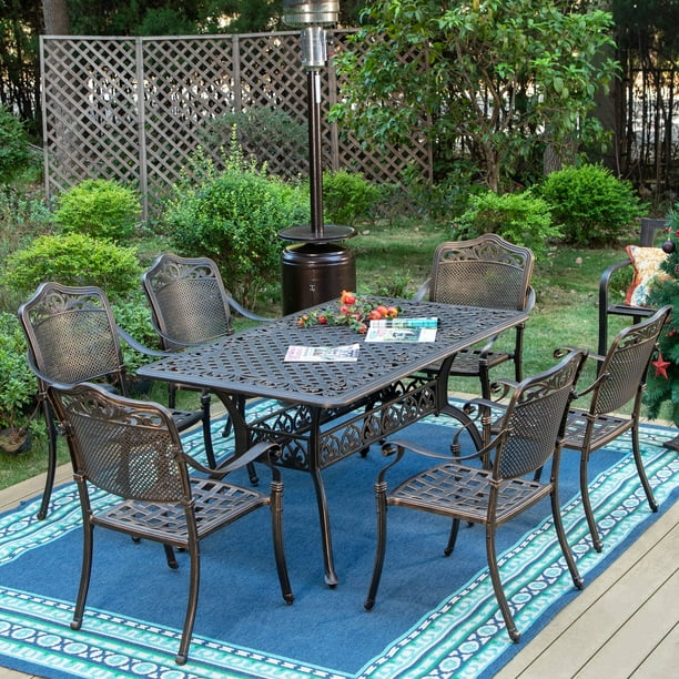 Sophia & William 7 Piece Cast Aluminum Outdoor Patio Dining Set 4