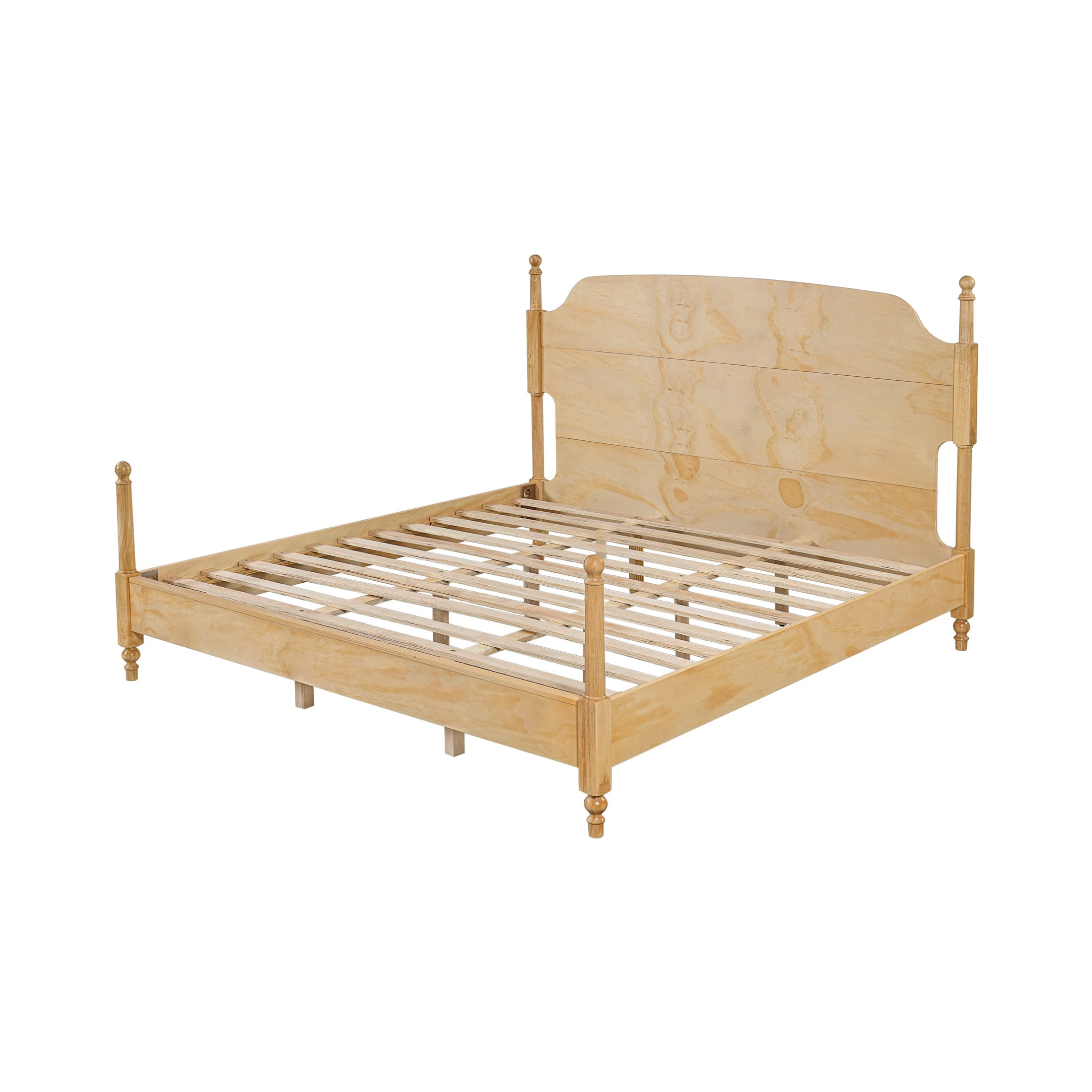 Christopher Knight Home Traditional Solid Wood Post Bed Frame with Arched Headboard, King, Natural