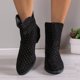 thumbnail image 2 of NECHOLOGY Botas Mujer Adulto Femenino Zapatos Botines mujer Moda Mujer Flock Otoño Tacones Cuadrados Slip On Dot Prints Botines Cortos Zapatos De Punta Redonda (Black, 8.5), 2 of 5